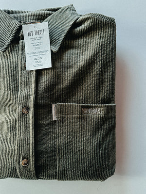 OLIVE CORD OVER-SHIRT
