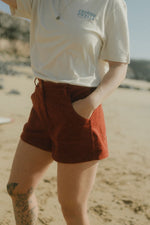 BURGUNDY CORD SHORTS Women