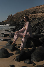 MAUVE TERRY LONG PANTS with pockets