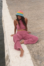 CHERRY TERRY LONG PANTS with pockets