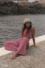 CHERRY TERRY LONG PANTS with pockets