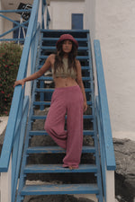CHERRY TERRY LONG PANTS with pockets