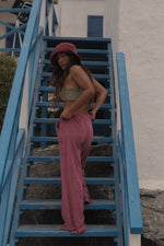 CHERRY TERRY LONG PANTS with pockets