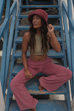 CHERRY TERRY LONG PANTS with pockets