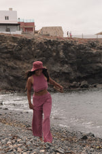 CHERRY TERRY LONG PANTS with pockets