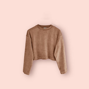 SAND TERRY CROP SWEATSHIRT