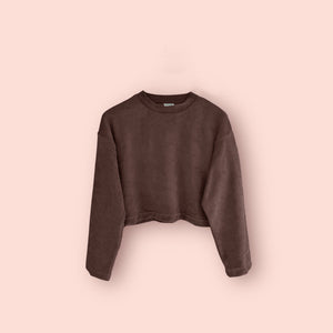 CHOCO TERRY CROP SWEATSHIRT