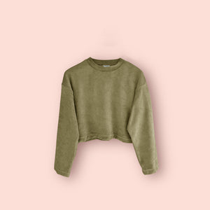 SAGE TERRY CROP SWEATSHIRT