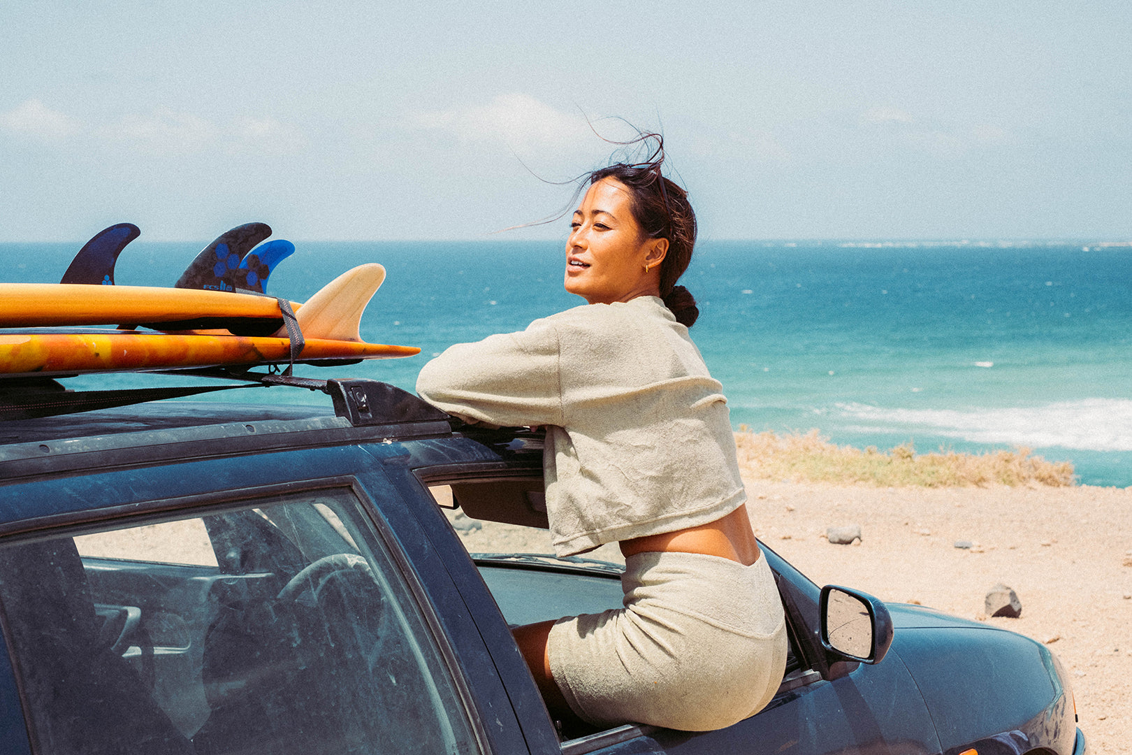 SAGE TERRY CROP SWEATSHIRT