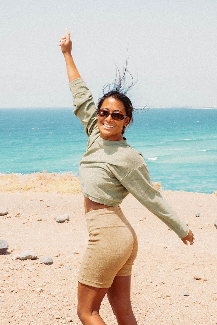 SAND TERRY BIKER SHORTS
