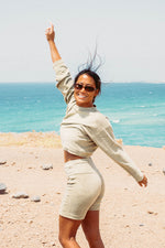 SAGE TERRY CROP SWEATSHIRT