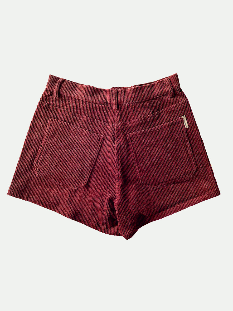 BURGUNDY CORD SHORTS Women