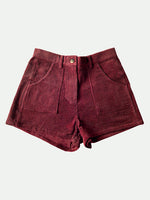 BURGUNDY CORD SHORTS Women