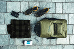 zaino verde, impermeabile, chiusura a combinazione, waterproof backpack, combination lock